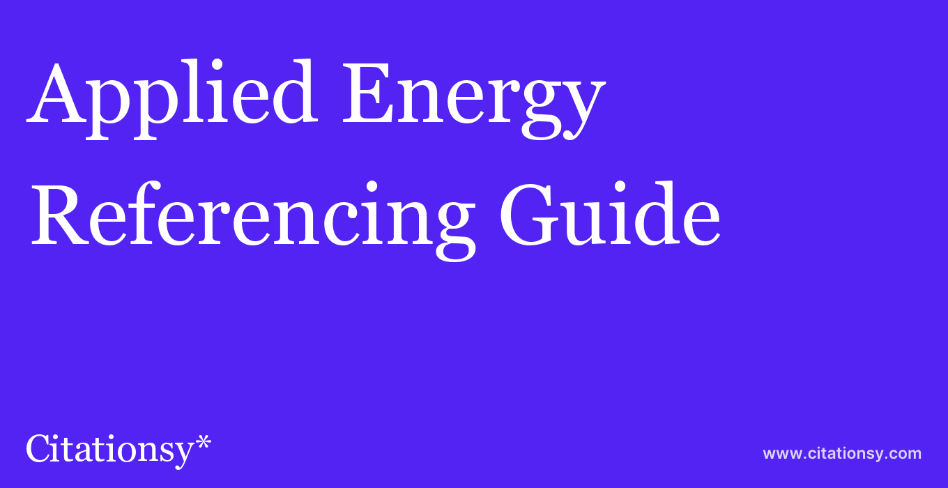 cite Applied Energy  — Referencing Guide